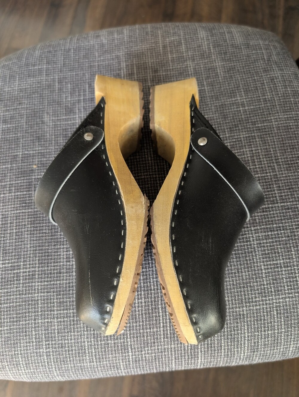 Wooden Leather Swedish Clogs - Picture 3 of 8